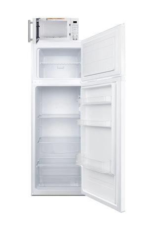Summit MRF962A 19" Wide Microwave and Refrigerator-Freezer Combination with Allocator, White, 7.1 cu.ft. 