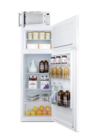 Summit MRF962A 19" Wide Microwave and Refrigerator-Freezer Combination with Allocator, White, 7.1 cu.ft. 