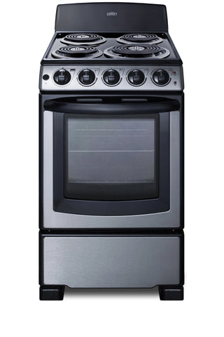 Summit PROEL20SS 20" Wide Electric Coil Range in Stainless Steel, 4 Burner Range