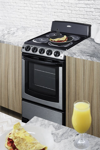 Summit PROEL20SS 20" Wide Electric Coil Range in Stainless Steel, 4 Burner Range