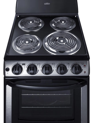 Summit PROEL20SS 20" Wide Electric Coil Range in Stainless Steel, 4 Burner Range