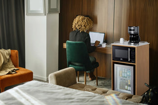 Summit QCSMW1OAK 21" Wide Coffee Station with Minibar and Microwave in Light Oak