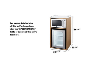 Summit QCSMW1OAKW 21" Wide Coffee Station with Minibar and Microwave in Light Oak