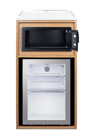 Summit QCSSF2OAK 21" Wide Coffee Station with Minibar and In-Room Safe in Light Oak