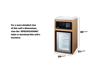 Summit QCSSF2OAK 21" Wide Coffee Station with Minibar and In-Room Safe in Light Oak