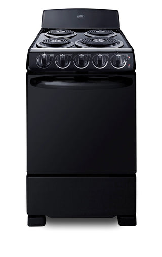 Summit RE2031B 20" Wide Electric Coil Range in Black, 4 Burner Range