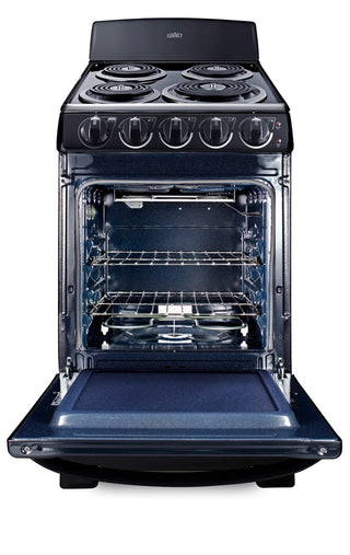 Summit RE2031B 20" Wide Electric Coil Range in Black, 4 Burner Range