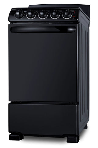 Summit RE2031B 20" Wide Electric Coil Range in Black, 4 Burner Range