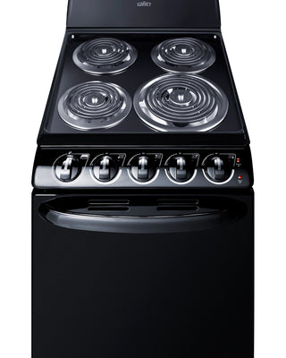 Summit RE2031B 20" Wide Electric Coil Range in Black, 4 Burner Range