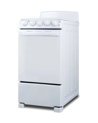 Summit RE203W 20" Wide Electric Coil Range in White, 4 Burner Range
