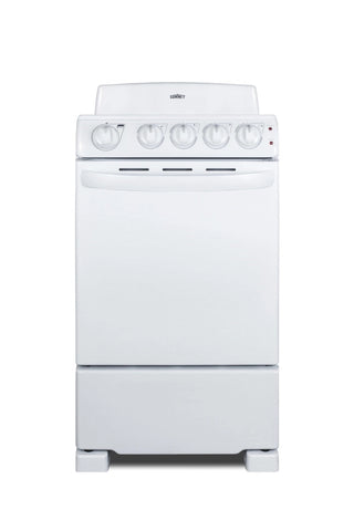 Summit RE203W 20" Wide Electric Coil Range in White, 4 Burner Range