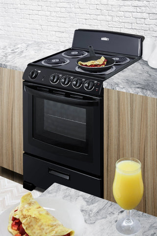 Summit RE2413B 24" Wide Freestanding Electric Coil Range in Black