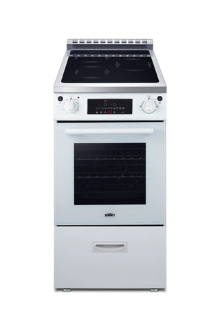 Summit REN20W2 20" Wide Induction Range Freestanding Slide-In, ENERGY STAR with Convection in White