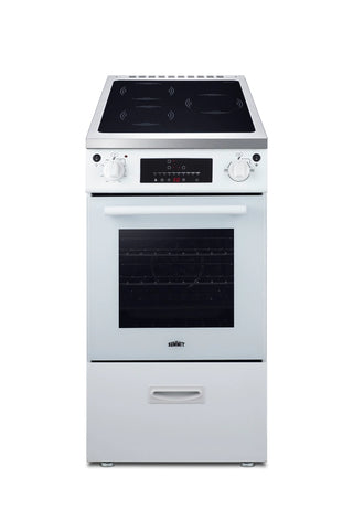 Summit REN20W2 20" Wide Induction Range Freestanding Slide-In, ENERGY STAR with Convection in White