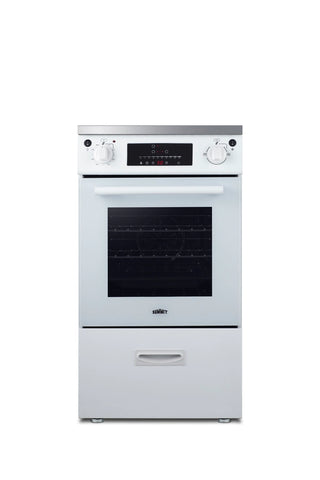 Summit REN20W2 20" Wide Induction Range Freestanding Slide-In, ENERGY STAR with Convection in White