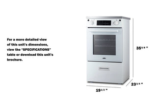Summit REN20W2 20" Wide Induction Range Freestanding Slide-In, ENERGY STAR with Convection in White