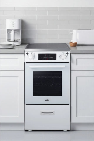 Summit REN20W2 20" Wide Induction Range Freestanding Slide-In, ENERGY STAR with Convection in White