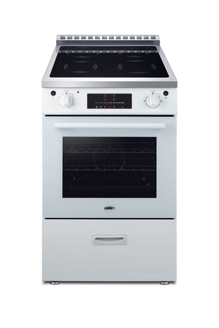 Summit REN24W5 24" Wide Induction Range Freestanding Slide-In, ENERGY STAR with Convection in White
