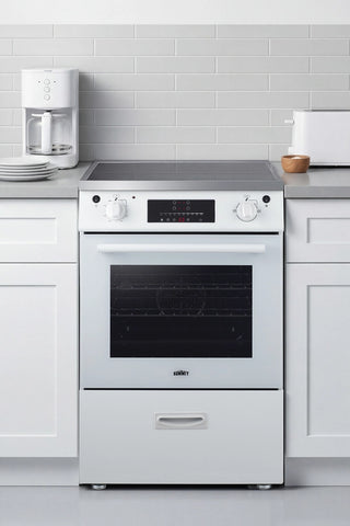 Summit REN24W5 24" Wide Induction Range Freestanding Slide-In, ENERGY STAR with Convection in White