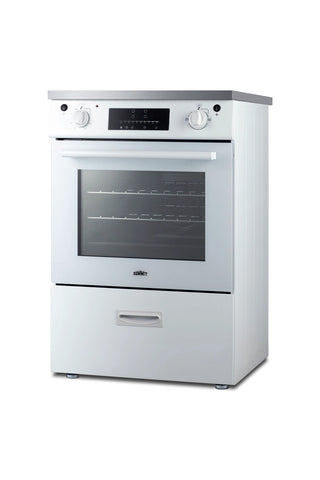 Summit REN24W5 24" Wide Induction Range Freestanding Slide-In, ENERGY STAR with Convection in White