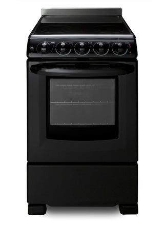 Summit REX2051BRT 20" Wide Electric Smooth Top Range, Freestanding Slide-In, Black