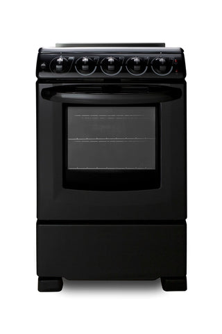 Summit REX2051BRT 20" Wide Electric Smooth Top Range, Freestanding Slide-In, Black