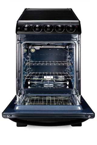 Summit REX2051BRT 20" Wide Electric Smooth Top Range, Freestanding Slide-In, Black