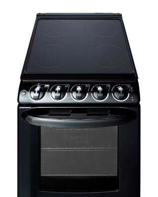 Summit REX2051BRT 20" Wide Electric Smooth Top Range, Freestanding Slide-In, Black