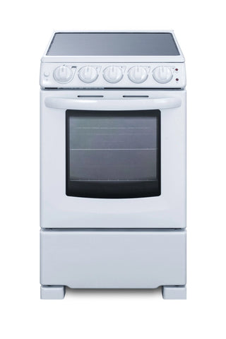 Summit REX2051WRT 20" Wide Electric Smooth Top Range, Freestanding Slide-In, White