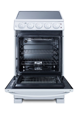 Summit REX2051WRT 20" Wide Electric Smooth Top Range, Freestanding Slide-In, White