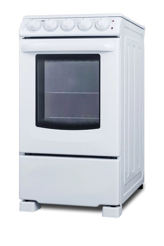 Summit REX2051WRT 20" Wide Electric Smooth Top Range, Freestanding Slide-In, White