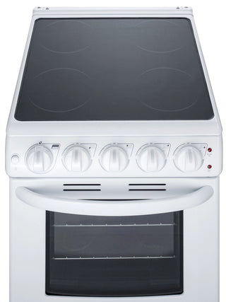 Summit REX2051WRT 20" Wide Electric Smooth Top Range, Freestanding Slide-In, White