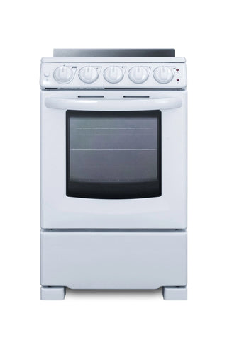 Summit REX2051WRT 20" Wide Electric Smooth Top Range, Freestanding Slide-In, White