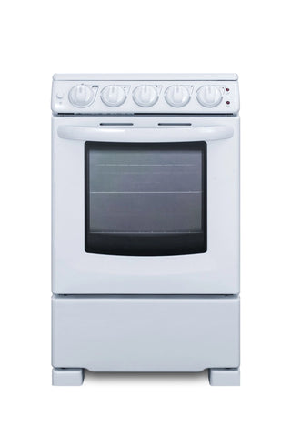 Summit REX2051WRT 20" Wide Electric Smooth Top Range, Freestanding Slide-In, White