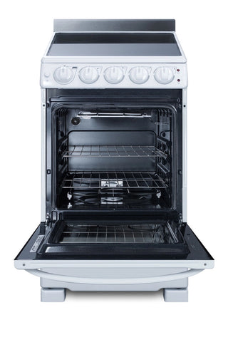 Summit REX2051WRT 20" Wide Electric Smooth Top Range, Freestanding Slide-In, White