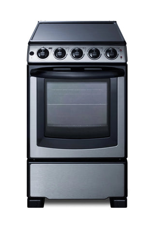 Summit REX2071SSRT 20" Wide Electric Smooth Top Range, Freestanding Slide-In, Stainless Steel