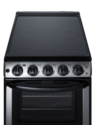 Summit REX2071SSRT 20" Wide Electric Smooth Top Range, Freestanding Slide-In, Stainless Steel