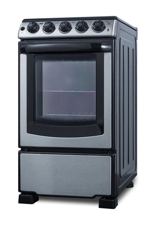Summit REX2071SSRT 20" Wide Electric Smooth Top Range, Freestanding Slide-In, Stainless Steel