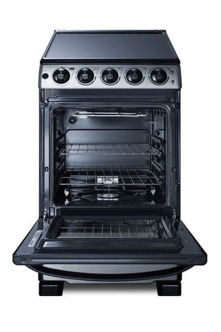 Summit REX2071SSRT 20" Wide Electric Smooth Top Range, Freestanding Slide-In, Stainless Steel