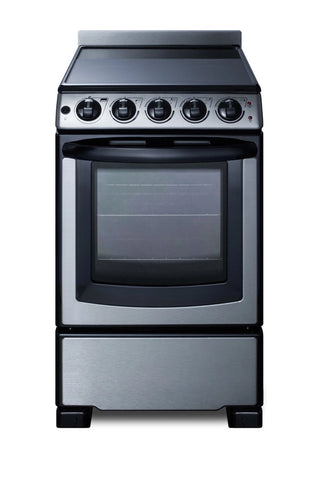 Summit REX2071SSRT 20" Wide Electric Smooth Top Range, Freestanding Slide-In, Stainless Steel