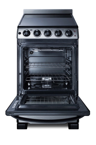 Summit REX2071SSRT 20" Wide Electric Smooth Top Range, Freestanding Slide-In, Stainless Steel