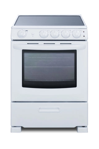 Summit REX2421WRT 24" Wide Electric Smooth Top Range, Freestanding Slide-In, White