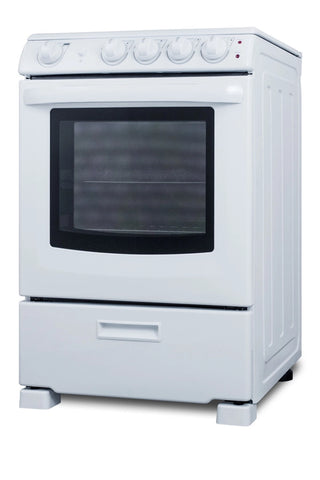 Summit REX2421WRT 24" Wide Electric Smooth Top Range, Freestanding Slide-In, White