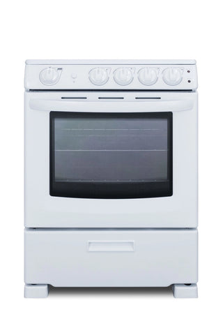 Summit REX2421WRT 24" Wide Electric Smooth Top Range, Freestanding Slide-In, White