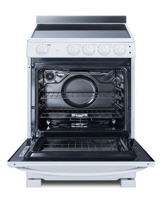 Summit REX2421WRT 24" Wide Electric Smooth Top Range, Freestanding Slide-In, White