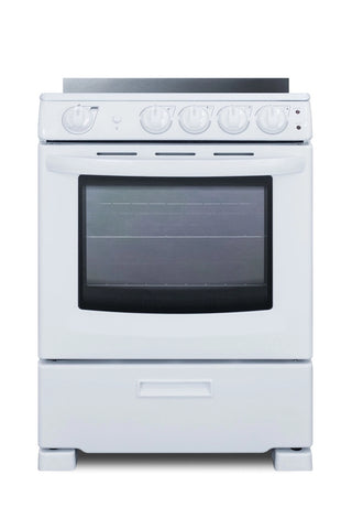 Summit REX2421WRT 24" Wide Electric Smooth Top Range, Freestanding Slide-In, White