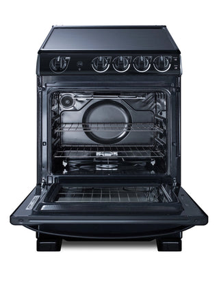 Summit REX2431BRT 24" Wide Electric Smooth Top Range, Freestanding Slide-In, Black
