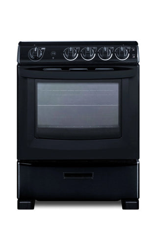 Summit REX2431BRT 24" Wide Electric Smooth Top Range, Freestanding Slide-In, Black