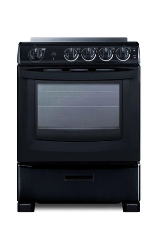 Summit REX2431BRT 24" Wide Electric Smooth Top Range, Freestanding Slide-In, Black