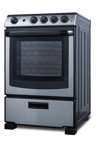 Summit REX2451SSRT 24" Wide Electric Smooth Top Range, Freestanding Slide-In, Stainless Steel